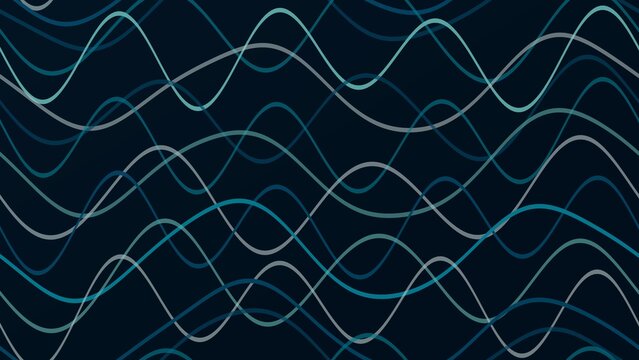 Abstract blue wave lines background, digital sound frequency pattern, modern flowing data visualization on dark backdrop