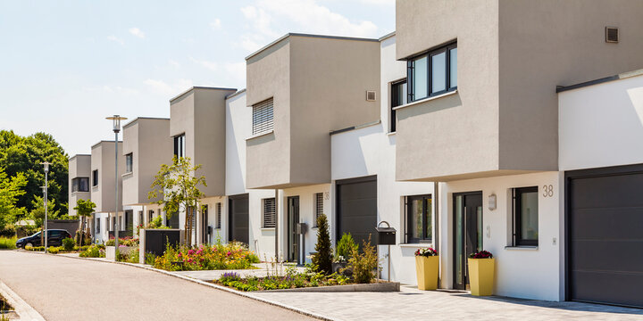 Germany, Bavaria, Neu-Ulm, modern one-family houses, efficiency houses