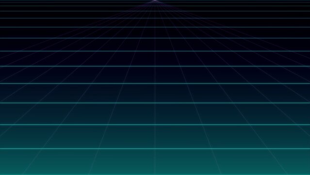 Retro synthwave grid background, neon cyan perspective floor. 80s vaporwave digital landscape, futuristic wireframe horizon for gaming.