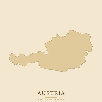 Austria map silhouette on a parchment colored background a geographical representation of the european country geography union travel tourism cartography political