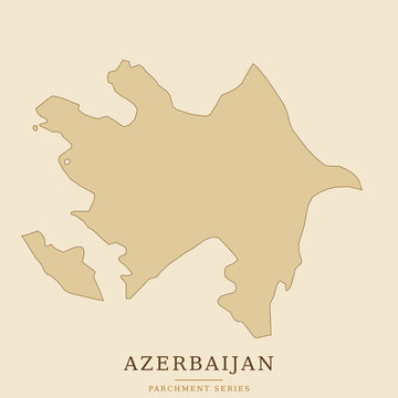 Azerbaijan country shape in a parchment toned vector illustration with a light beige background caucasus geography political map nation state territory