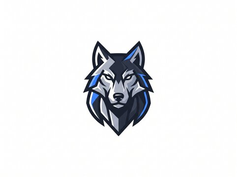 Fierce wolf head mascot logo design for sports team or gaming brand isolated on white background, Vector, illustration