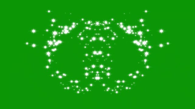 2d glitter stars line animation, magic glitter sparkle trail, glowing doodle stars, white twinkling particles, glowing star particles burst, Luxury white glitter sparkle animation on green screen.4k