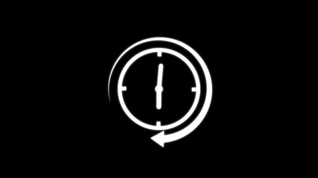 Analog Clock Animation with Rotating Hands, Time Indicator Icon, Countdown Timer, Modern Line Design, Green Screen Background, Motion Graphic for Video .