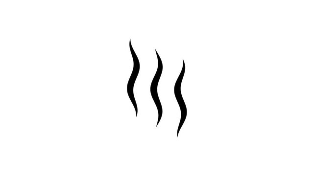 Heat Steam Waves Icon Animation, Hot Air Symbol, Temperature Indicator, Vapor Lines, Cooking, Warm Climate, Thermal Energy, 4k animation .