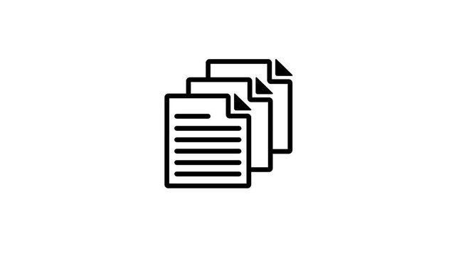 Document Files Stack Icon Animation, Multiple Paper Pages, Digital File Management, Copy Documents, Office Records, Business Documentation, Minimal Line , Motion Graphic for Presentation,