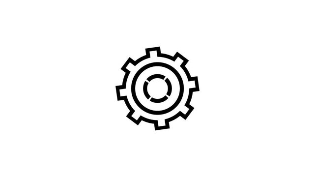 Gear Settings Icon Animation, System Configuration, Software Preferences, Engineering Cogwheel, Automation Control, Technical Maintenance, Process Management.
