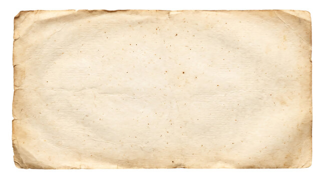 A vintage textured piece of aged parchment paper with burnt edges and faint lines showing significant wear and tear isolated on transparent background transparent background