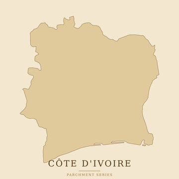C te d ivoire map silhouette against a pale beige background a geographical representation of west africa ivory coast geography country