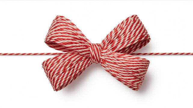 Red and white striped twine tied in a bow string