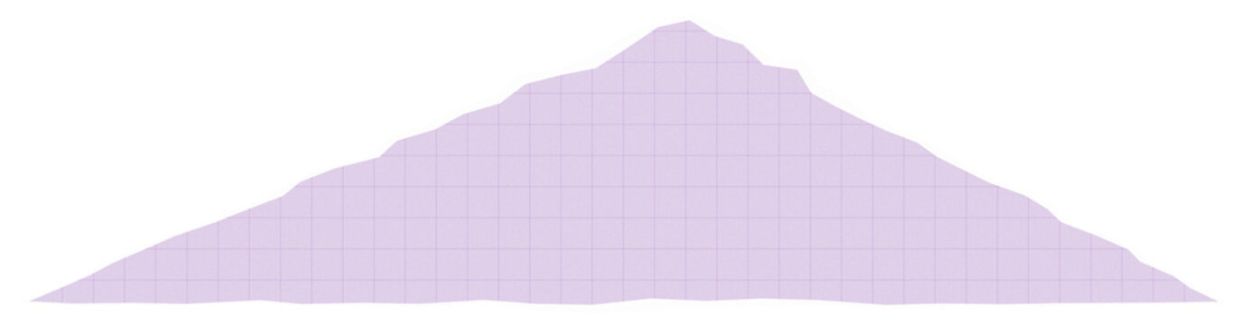 Light purple mountain shape with a grid pattern on a dark surface representing a simple hill or peak illustration for geography and nature design projects or educational graphic elements