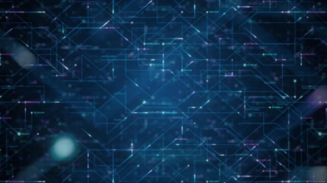 Abstract Circuit board. Electronic computer hardware technology. Motherboard digital chip. Matrix particles grid virtual reality. Network communication processor. Information CPU engineering 3D render