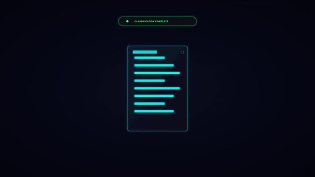 Futuristic HUD Interface Displaying Automated Data Classification Financial Data and Identity Logs