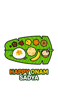 Traditional Kerala Sadya meal served on green banana leaf plate