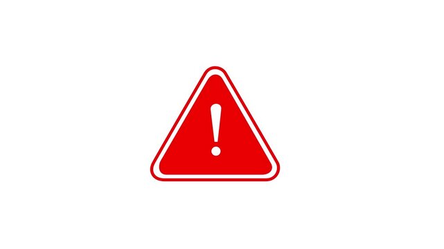 A warning sign with an exclamation mark on a white background