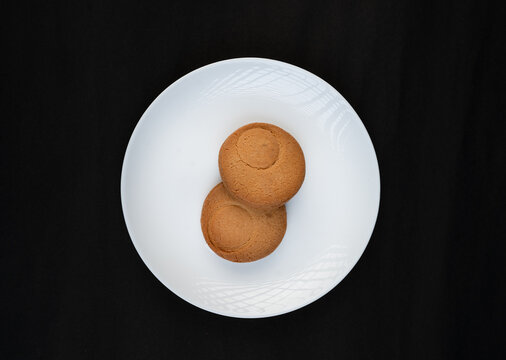 Sweet Biscuit isolated view on a white plate