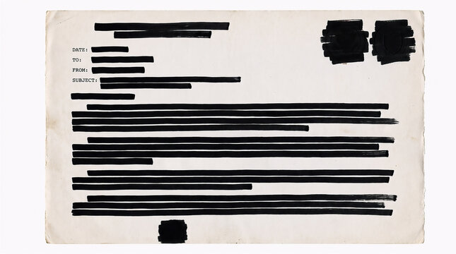 Top Secret Document with Redacted Censored Text and Black Marker Bars