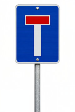 Dead End Road Information Sign Isolated on White Background