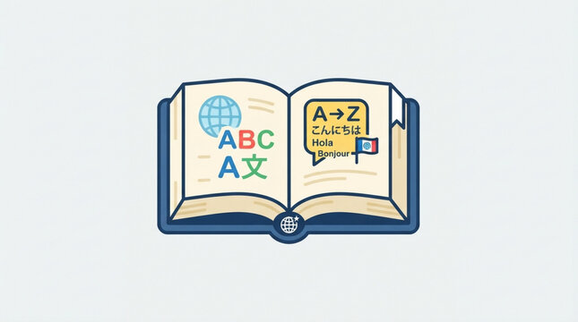 Open book icon representing language learning and education