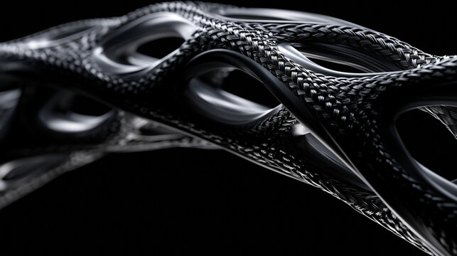 Futuristic Carbon Fiber Structure with Generative Design Lattice Pattern