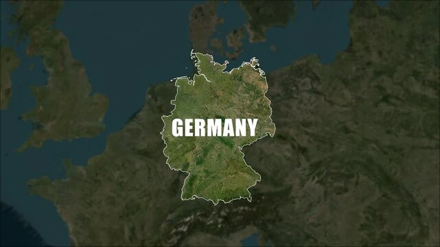 Germany Satellite Map Zoom Animation, European Country Geography Border Highlight