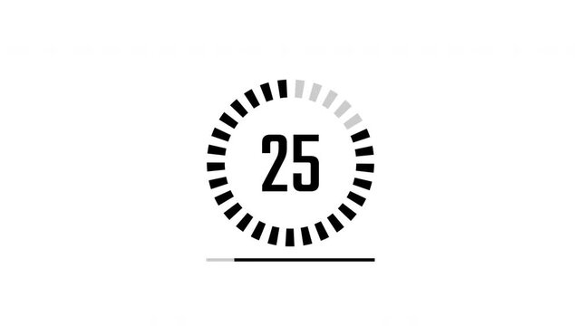 Circle countdown timer animation from 30 to 0 seconds underline on white background, 30 second countdown timer, Counting down from 30 to 0, Countdown video.
