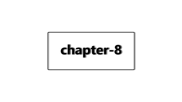 A simple rectangular label with a thin black border containing the bold black text chapter-8 centered on a clean white background surface