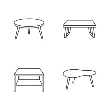 Collection of four modern table outlines for furniture design.
