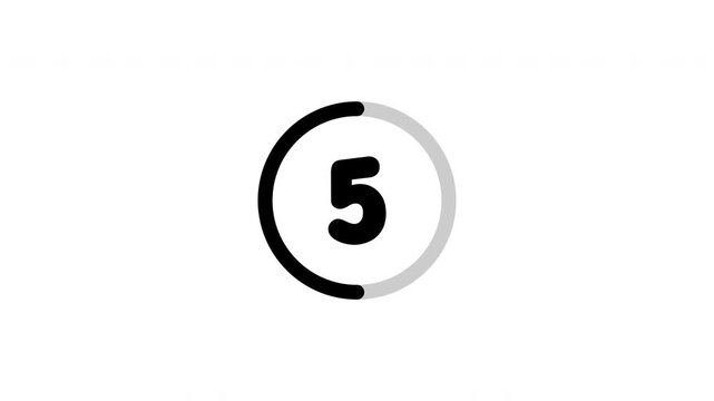 Circle countdown timer animation cartoon from 10 to 0 seconds on white background, 10 second countdown timer, Countdown video