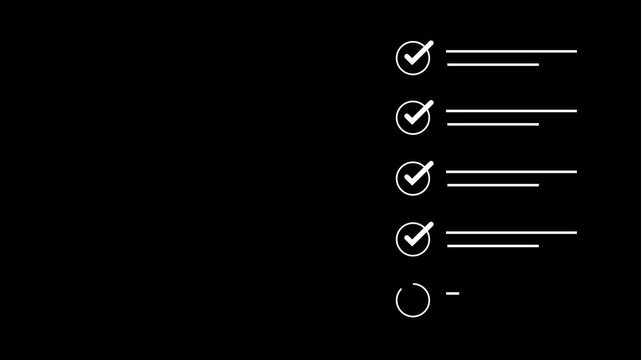 Businessman using pen to tick correct sign mark in checkbox for quality document control checklist and motion graphics of business approve project concept.