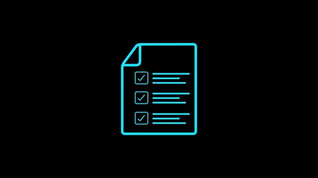 Task completion animation on white background. Animated checklist with representing budgeting, tasks completed or investment planning. Motion graphics of documents icon
