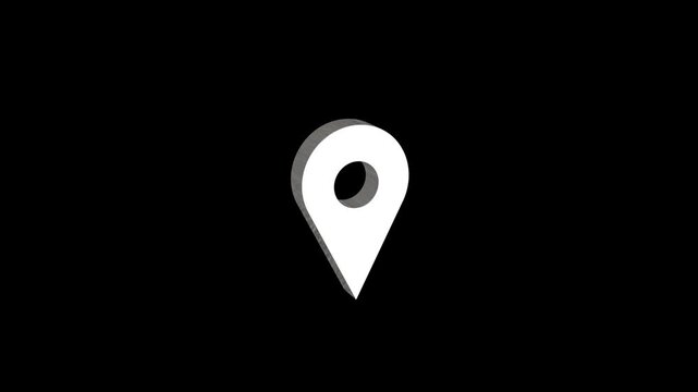 Realistic single 3d metal location icon rotation animation horizontal all the video on dark background