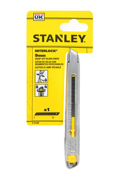 Stanley snap-off blade knife package showing tool design and details. Isolated on white background. 08.07.26. Kyiv. Ukraine.