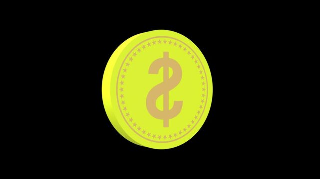 nice one doller iocn coin rotation 3d doller coin rotation animation in dark background 4k vidoe 16 to 9 retio