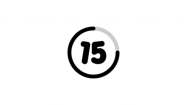 Circle countdown timer animation cartoon from 20 to 0 seconds on white background, 20 second countdown timer, Countdown video