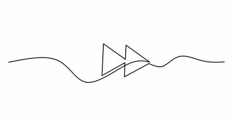 Obraz premium Minimalist Continuous Line Drawing of Fast Forward Media Player Icon. Fast Forward Button in Continuous One Line Style for Media Player