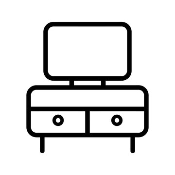 Simple drawer tv stand furniture outline icon for apartment room design.