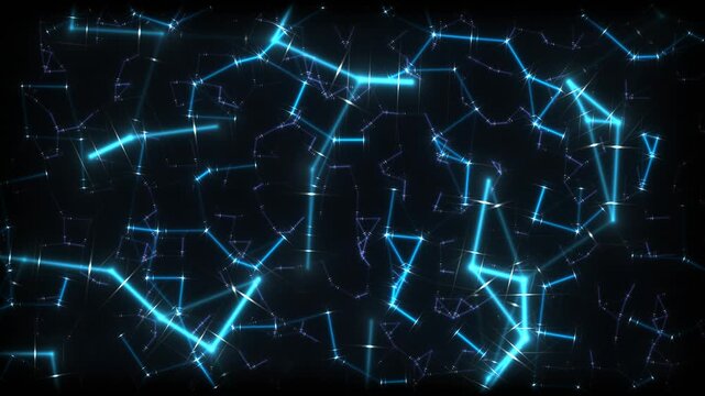 Abstract digital network structure with glowing blue lines and connected nodes on a dark background, representing data flow, artificial intelligence, and technological interconnectedness