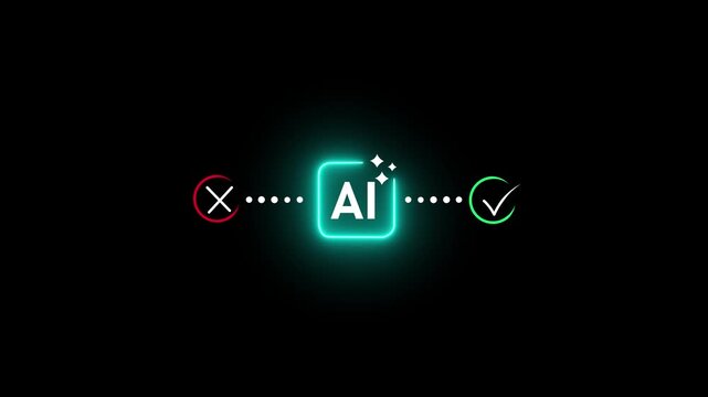 File #: 2077658470AI decision validation and approval workflow concept with responsible artificial intelligence governance, ethical compliance, enterprise oversight, automated risk assessment. 4K