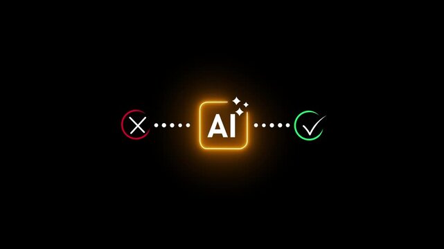 File #: 2077658470AI decision validation and approval workflow concept with responsible artificial intelligence governance, ethical compliance, enterprise oversight, automated risk assessment. 4K