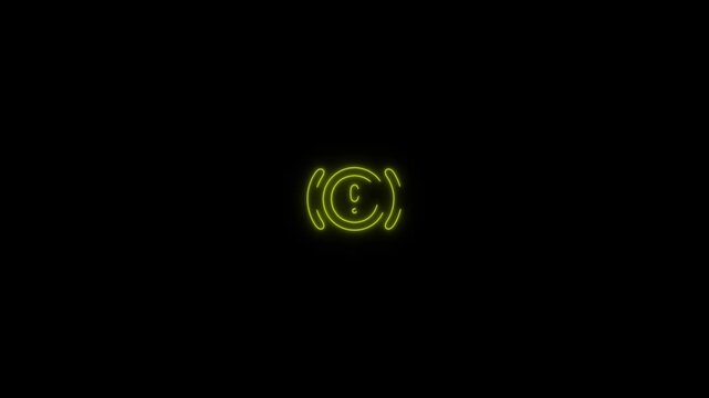  engine warming light bulb on black background glowing 
neon icon animation animated video 4k