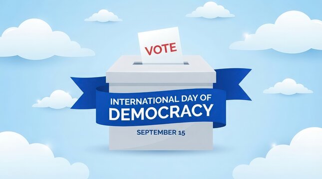 International Day of Democracy Concept with Ballot Box and "Vote" Paper