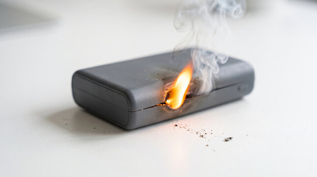 モバイルバッテリーの発火事故と熱暴走による発煙 リチウムイオン電池の危険性イメージ