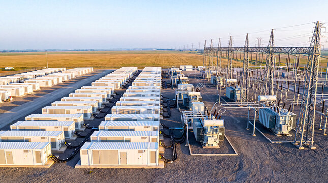 Utility-Scale Battery Energy Storage Facility beside a Major Electrical Substation