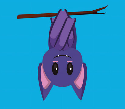 Cute Hanging Bat Halloween Clipart Vector