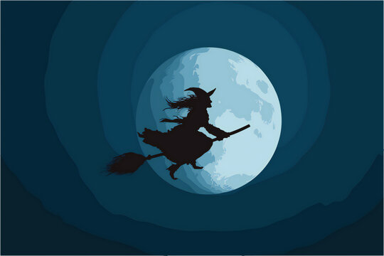 witch flying on broom