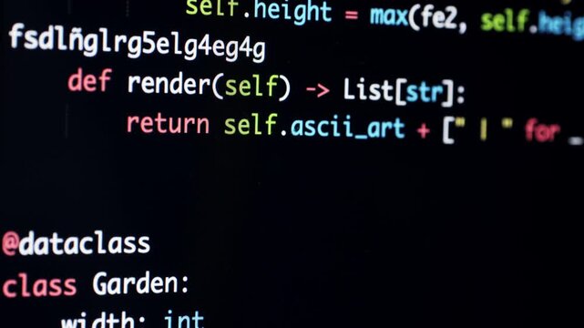 Developer software programming python code with chat bot AI. HTML code on lcd screen. Developer working on source codes on computer at office. Modern technologies, web design. Python programming