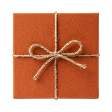 Terracotta brown kraft paper gift box tied with twine