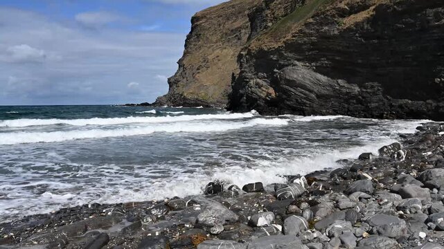Crackington Haven  high tide in summer Cornwall