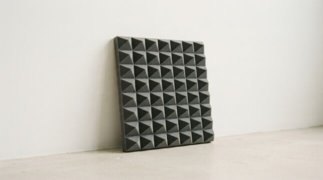 Acoustic foam panels on studio wall for soundproofing